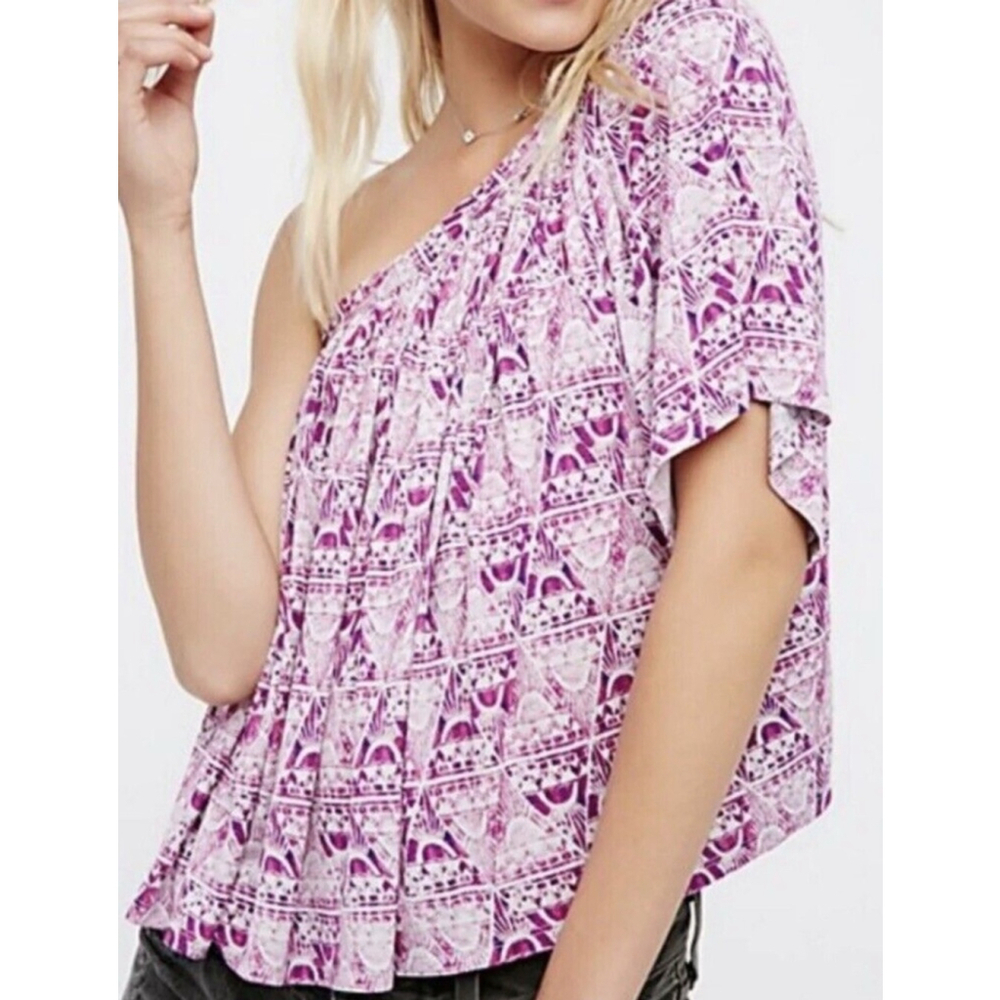 Women's Free People Ocean Avenue One Shoulder Top Size XS Purple White